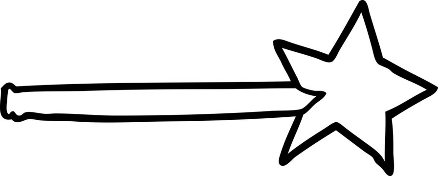 Line Drawing Of A Magic Star Wand