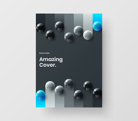 Creative company brochure design vector illustration. Abstract realistic balls book cover template.