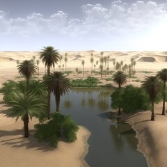 An oasis in the middle of a desert.