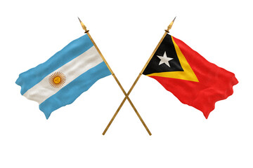 Background for designers. National Day. 3D model National flags Argentine and East Timor