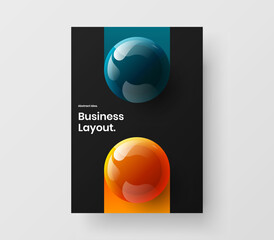 Clean 3D balls company identity concept. Modern magazine cover A4 vector design illustration.