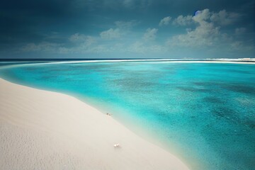 Obraz premium A Beautiful island with white sands in the morning of a calm weather. 
