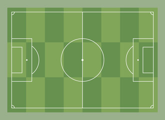 Sports vector illustration of a soccer field, green color.