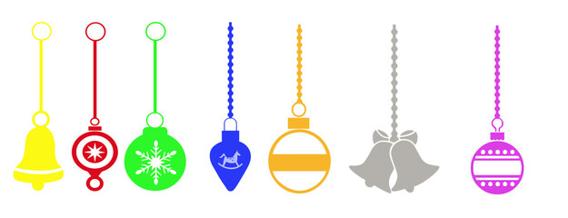 Fototapeta na wymiar a selection of colourful Christmas decorations on a transparent background, png
