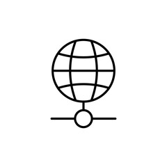 Globe line icon. World, knowledge, location, research, continents, demonstration, lesson, journey, world wide web,. Communication concept. Vector black line icon on white background