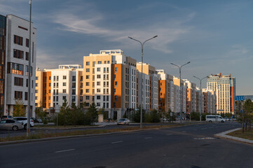Cityscape of a residential area with modern apartment buildings