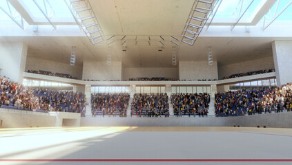3-D render of gymnastic stadium. Illustrarion