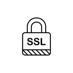 Protocol protection line icon. Lock, ssl, cybersecurity, protection, internet, online, sites, browser, reliability. Security concept. Vector black line icon on a white background
