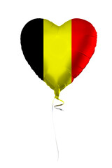 Obraz premium Belgium concept. Balloon with Belgium flag isolated on white background. Education, charity, emigration, travel and learning language