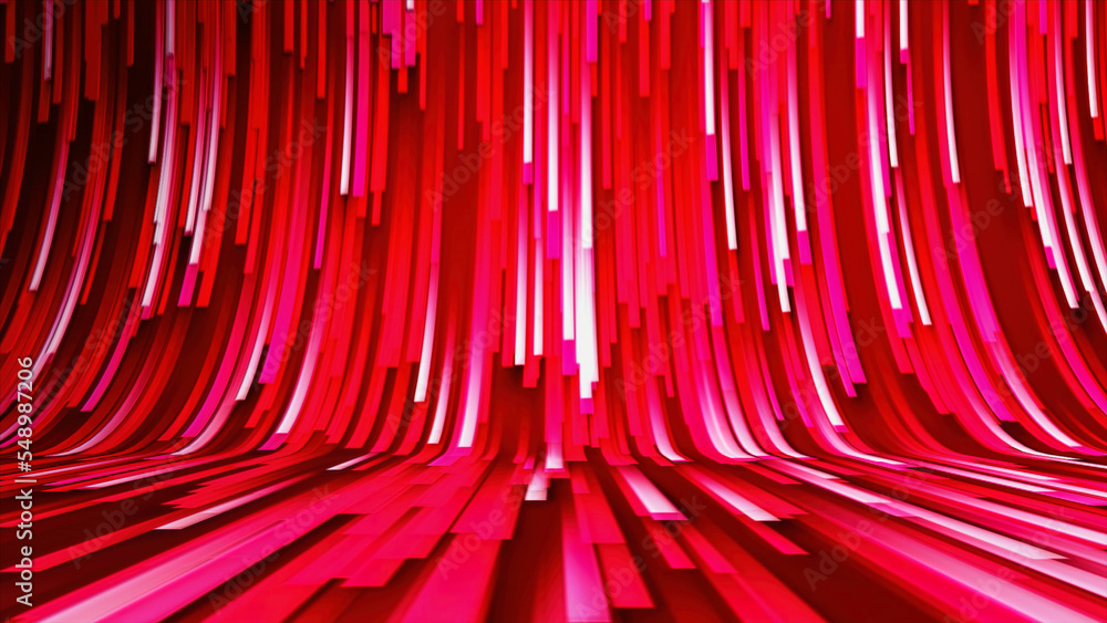 Poster colorful lines move in curved stream. motion. background of bright stream of lines with bend. moving