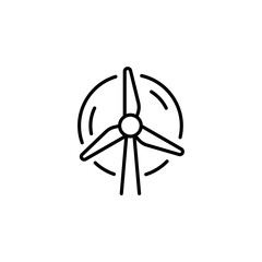 Mill line icon. Wind, gusts, energy, nature, alternative resources, protection of nature, windmill. Technology concept. Vector black line icon on a white background