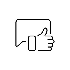 Like line icon. Reaction, hand, thumbs up, like, chat, communication, dialogue, contact, cooperation, appeal. Communication concept. Vector black line icon on a white background