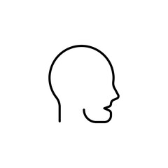 Man head line icon. Man, head, profile, face, avatar, man, guy, personality, figure, communication, anonymous, sign. People concept. Vector black line icon on white background