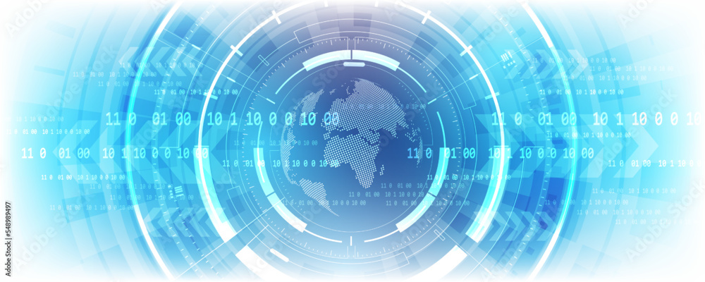 Poster abstract blue background image technology concept and hi tech globe