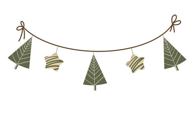 Christmas garland with Christmas tree and stars