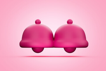 Pink breast cancer awareness with alarm bell metaphor isolated background 3d illustration.