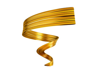 3d golden paint brush stroke or golden silk cloth stripe luxury ribbon spiral 3d illustration