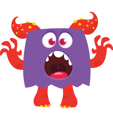 Funny cartoon monster character. Halloween design. Vector illustration of alien character
