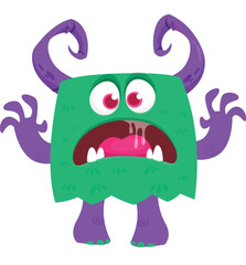 Funny cartoon monster character. Halloween design. Vector illustration of alien character