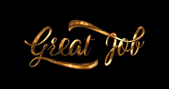Great job animation in golden color on the black background alpha channel. This animated suitable for congratulations, celebrations, and achievements