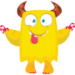 Funny cartoon monster character. Halloween design. Vector illustration of alien character