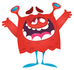 Funny cartoon monster character. Halloween design. Vector illustration of alien character