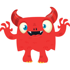 Funny cartoon monster character. Halloween design. Vector illustration of alien character