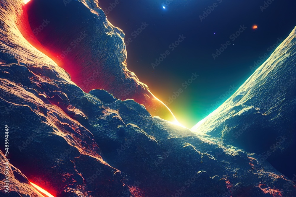Poster amazing space background with space system explosion