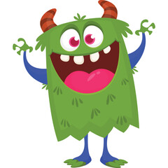 Fototapeta premium Funny cartoon monster character. Halloween design. Vector illustration of alien character