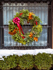 Christmas decoration, wreath in window