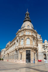 Fototapeta na wymiar The Cartagena Town Hall, Cartagena City Hall, is one of the main modernist buildings in the city of Cartagena built between 1900 and 1907, the work of the Valladolid architect Tomás Rico Valarino. Sep