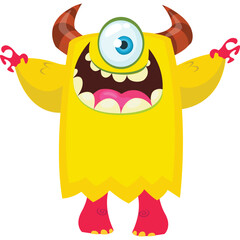 Funny cartoon monster character. Halloween design. Vector illustration of alien character