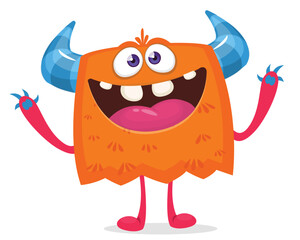 Funny cartoon monster character. Halloween design. Vector illustration of alien character