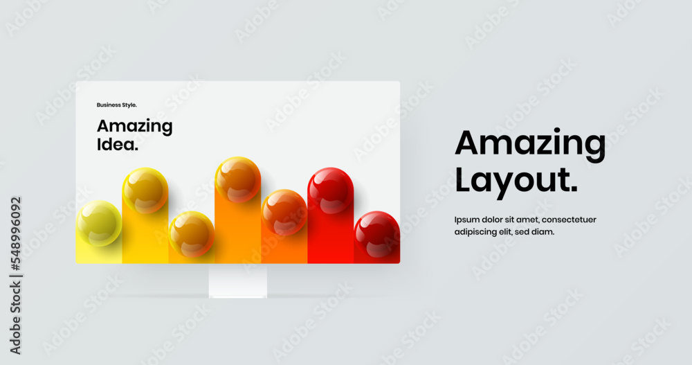 Wall mural vivid website screen vector design layout. unique computer monitor mockup landing page illustration.