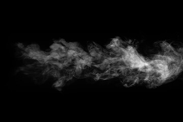 White steam on an isolated black background.