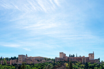 Fototapeta na wymiar View of the Alhambra in Granada in Andalusia, Spain. Europe. October 1, 2022 
