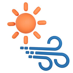 Windy day. 3D weather rendering.