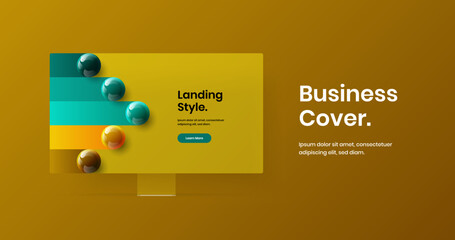 Obraz premium Modern computer monitor mockup landing page concept. Amazing website design vector illustration.