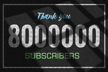 8000000 subscribers celebration greeting banner with Chalk Design