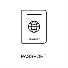 Passport icon.  document, arrival. Pictogram isolated on a white background. Passport line icon. Vector illustration