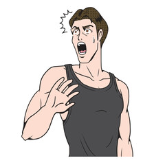 アメコミタッチのフィットネスをする白人