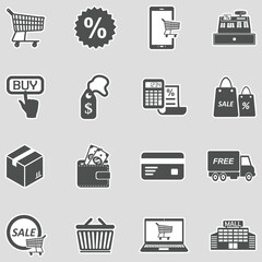 Commerce Icons. Sticker Design. Vector Illustration.