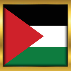 Palestinian Flag,Palestinian flag golden square button,Vector illustration eps10.	