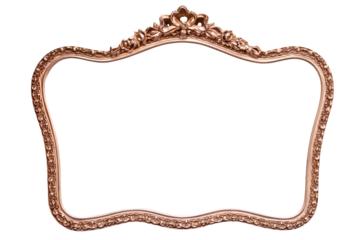 Rounded antique vintage golden frame isolated on white or transparent background, png