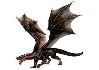 3D Rendering Fairy Tale Dragon on White