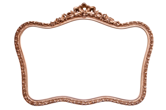 Rounded antique vintage golden frame isolated on white or transparent background, png