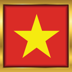 Vietnam Flag,Vietnam flag golden square button,Vector illustration eps10.	