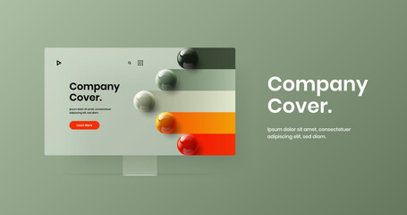 Naklejka premium Vivid banner vector design illustration. Simple monitor mockup website screen template.