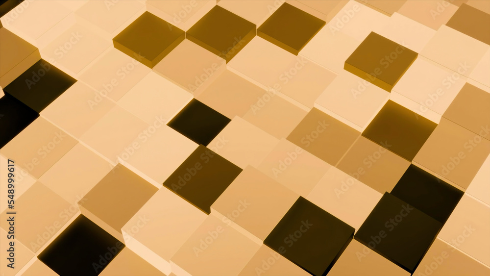 Poster brown squares. design.dark squares of different colors that rise in turn in abstraction.