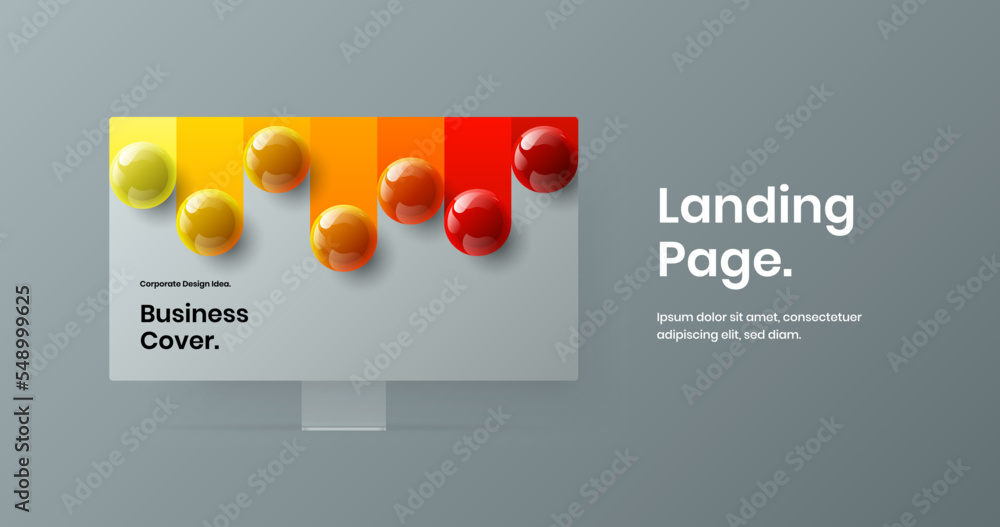 Wall mural unique web banner vector design concept. abstract computer monitor mockup landing page template.